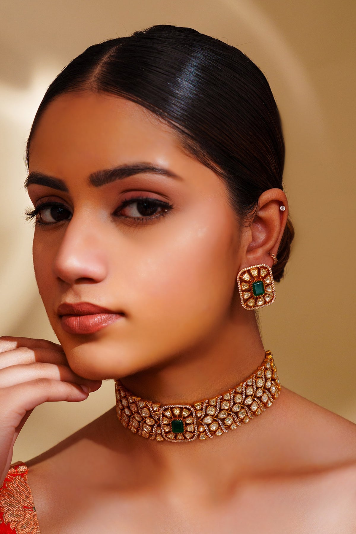 Moissanite Choker Set & Earrings 