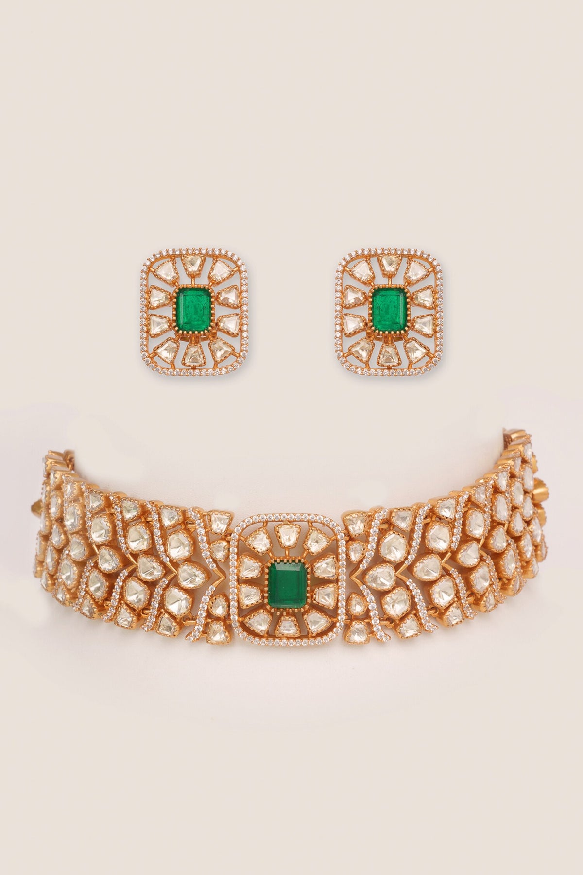 Moissanite Choker Set & Earrings 