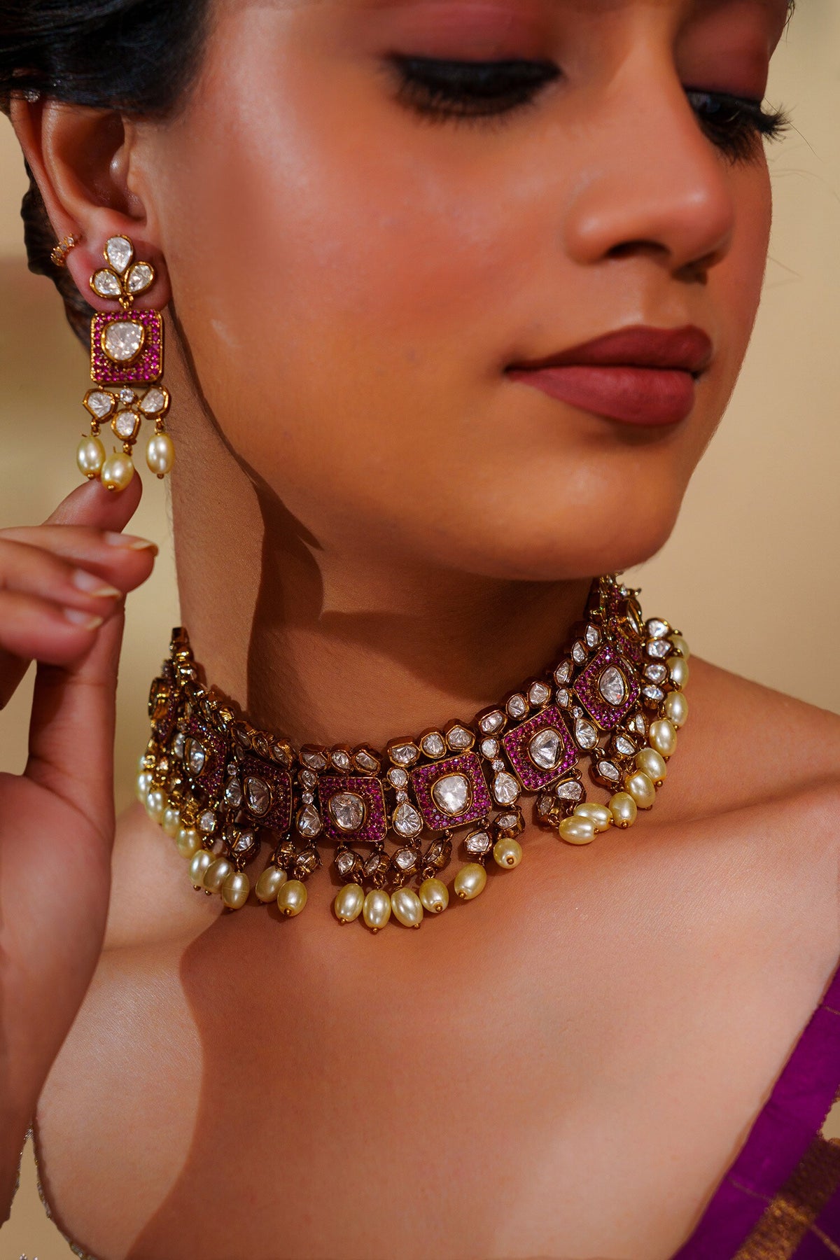 Kundan Polki Necklace Set 