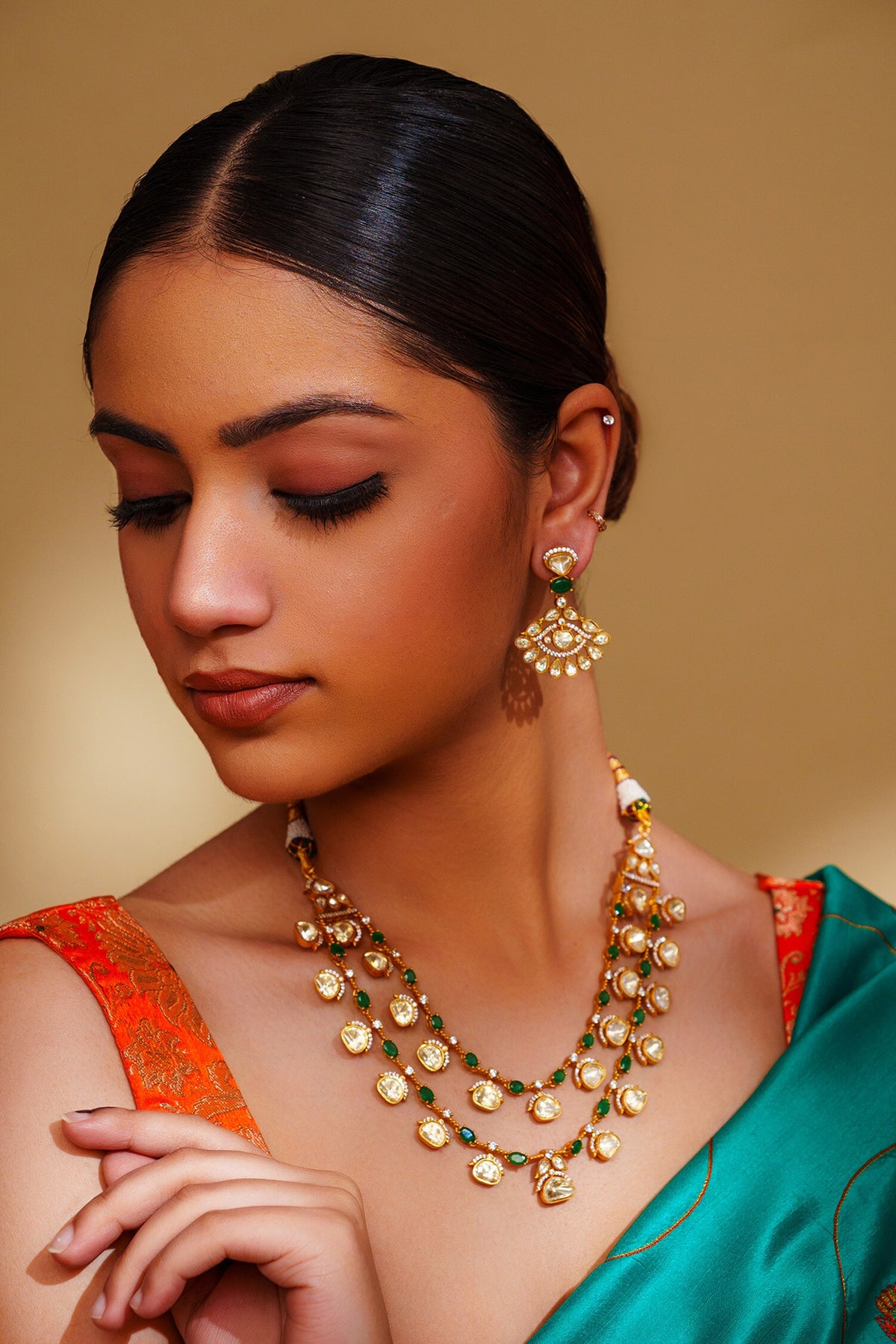 Dramatic Moissanite Necklace & Earring Set 