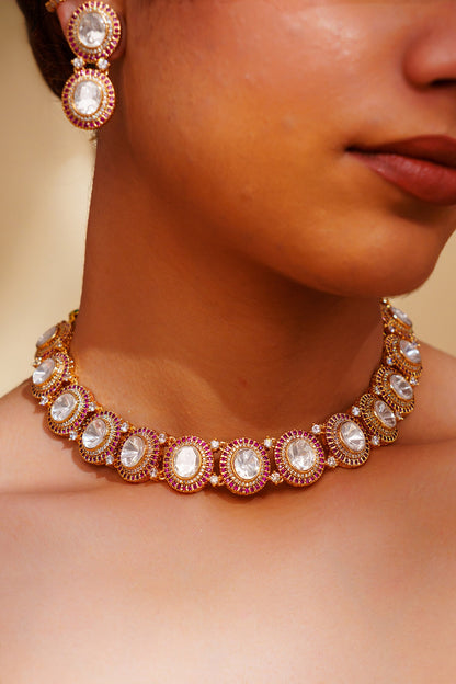 Kundan Polki Necklace & Earring Set 