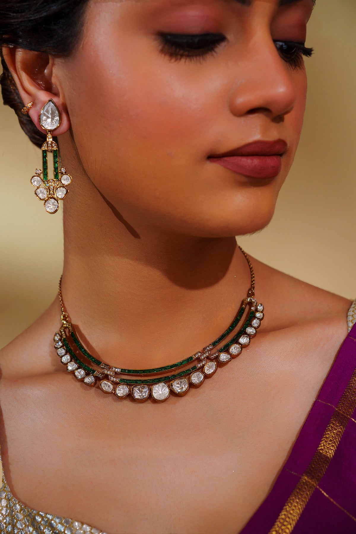 Moissanite Necklace & Earring Set 