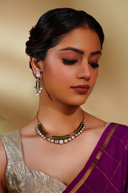 Moissanite Necklace & Earring Set 