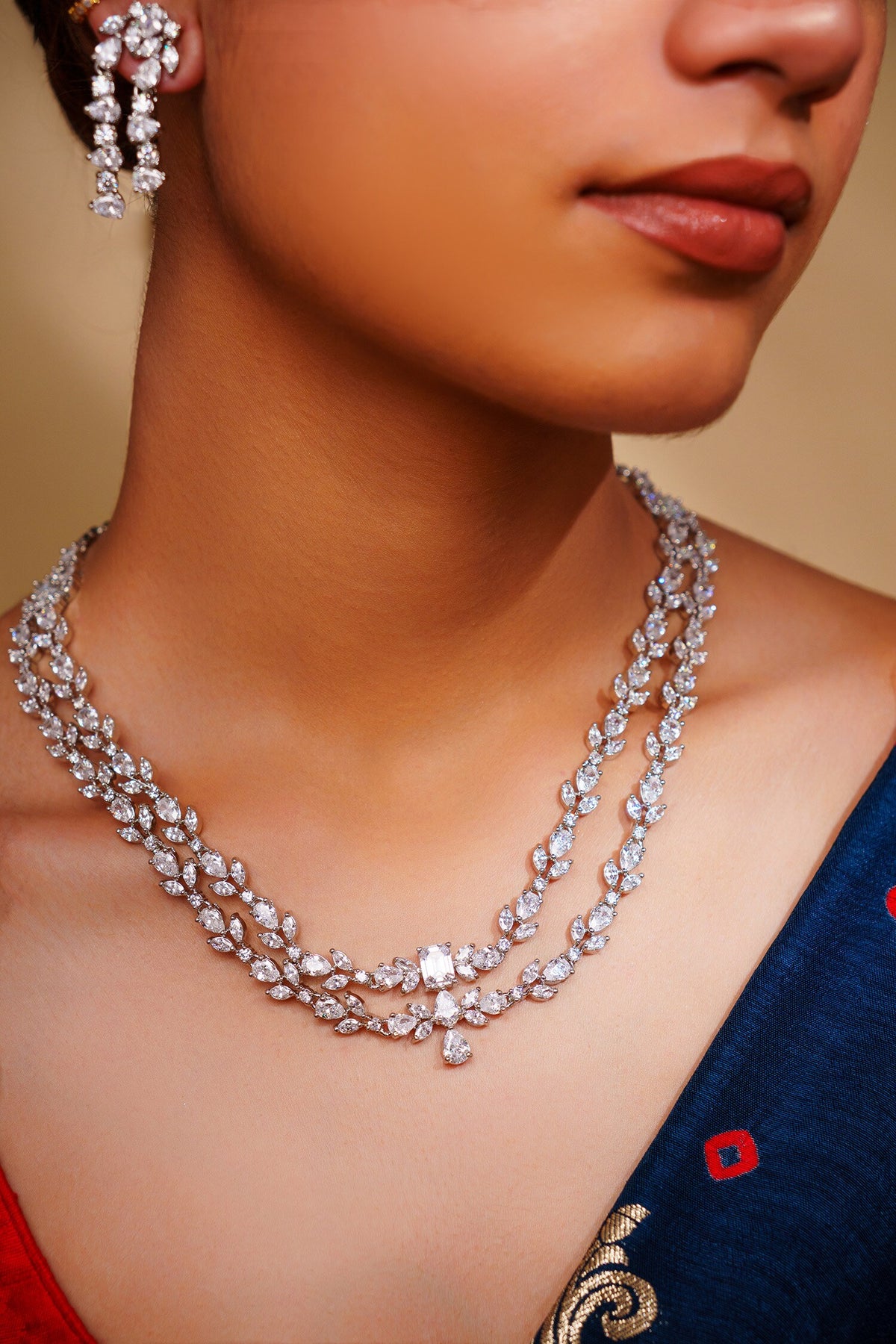 Diamond Necklace Set With Earrings 