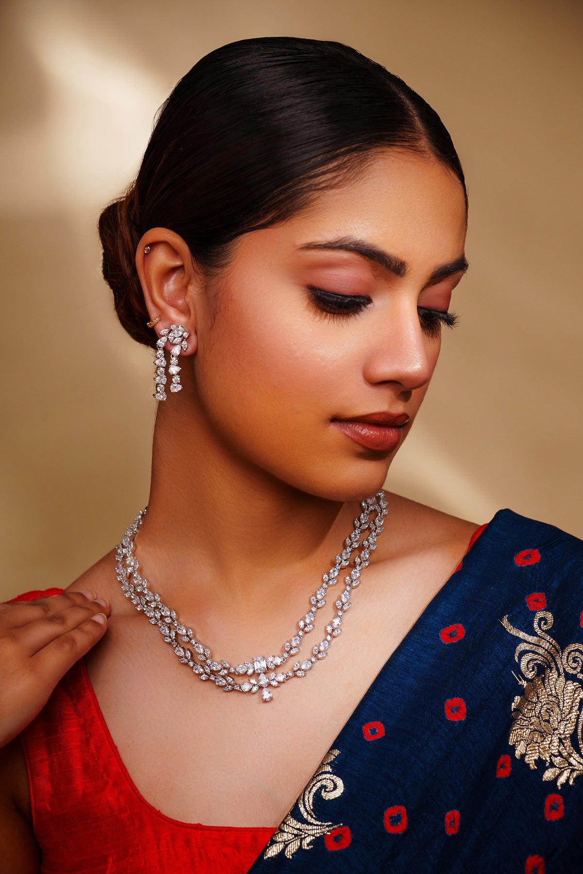 Diamond Necklace Set With Earrings 