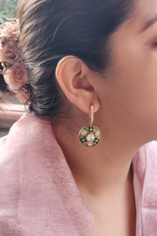 Designer Polki Round Motif Bali Earrings 