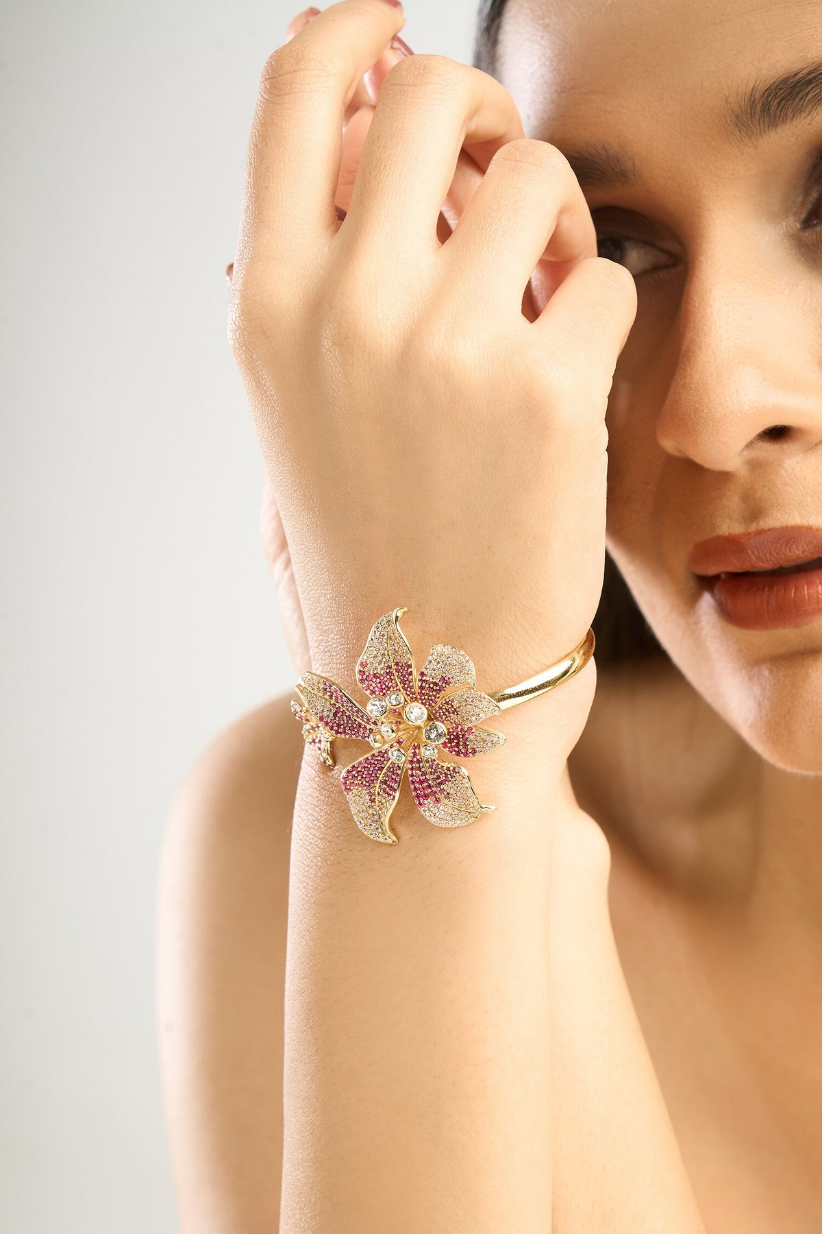 Floral Stone Embellished Bangle 