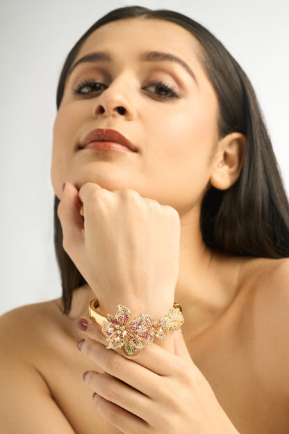 Floral Stone Embellished Bangle 