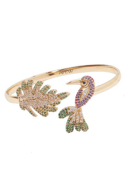 Stone Embellished Bracelet With Leaf Design 