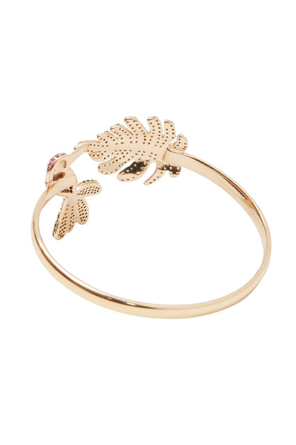 Stone Embellished Bracelet With Leaf Design 