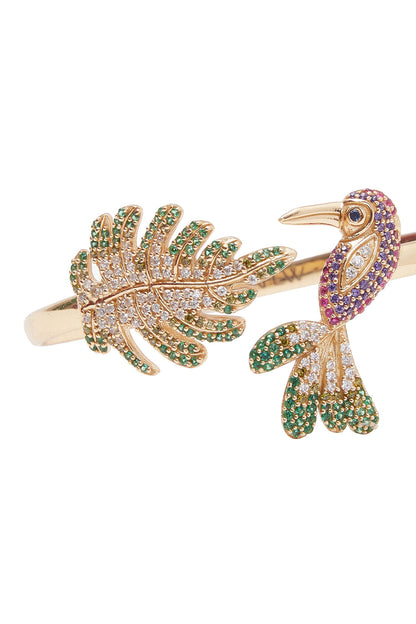 Stone Embellished Bracelet With Leaf Design 
