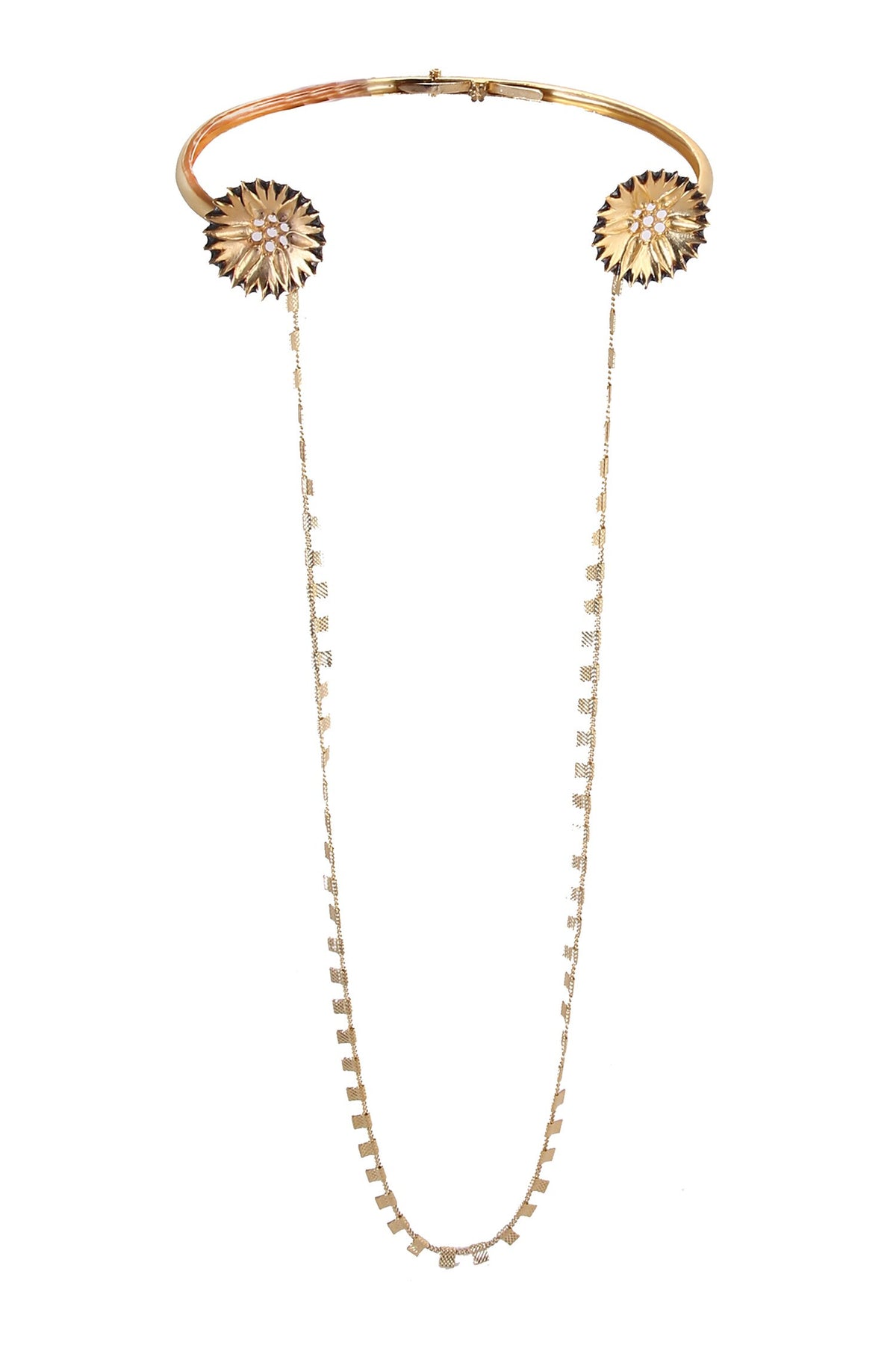 Gold Accolade Choker with Long Chain 