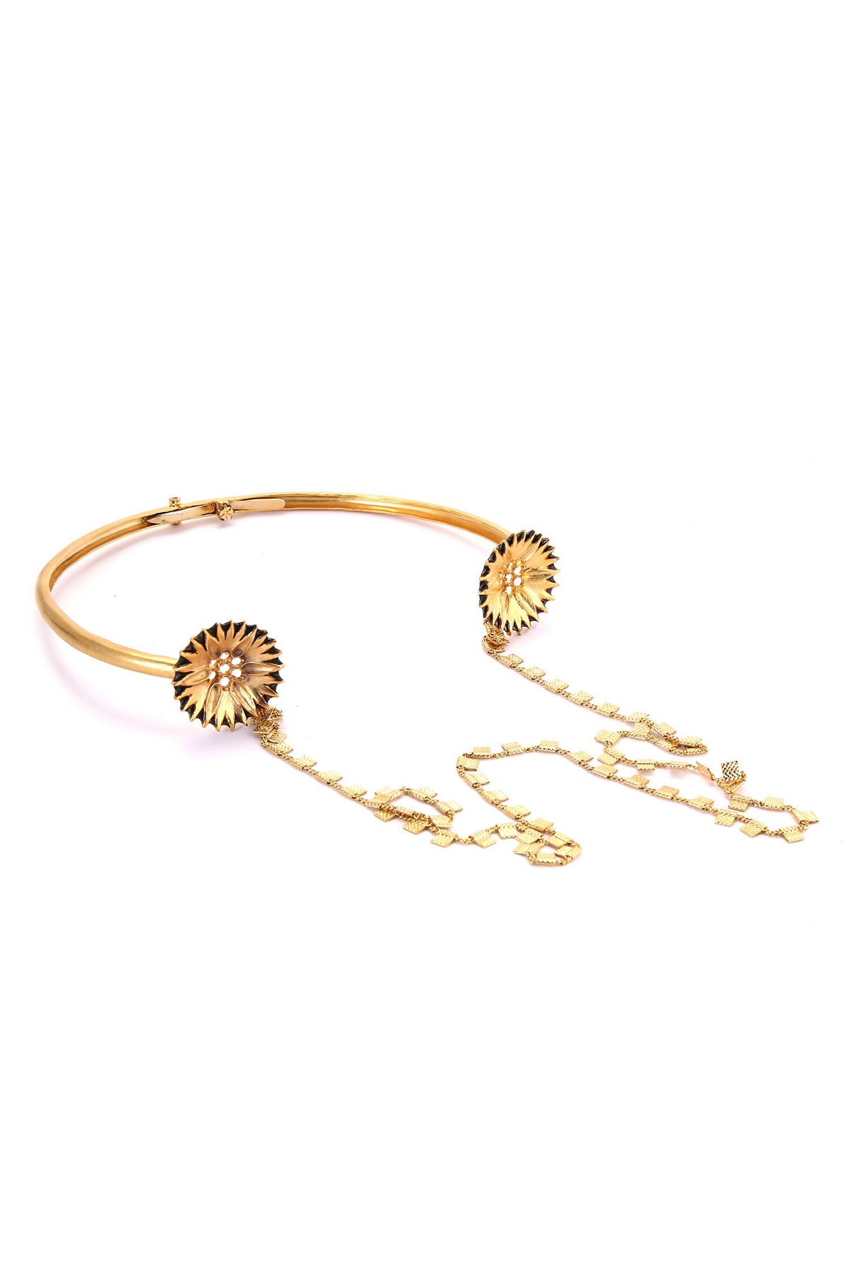 Gold Accolade Choker with Long Chain 