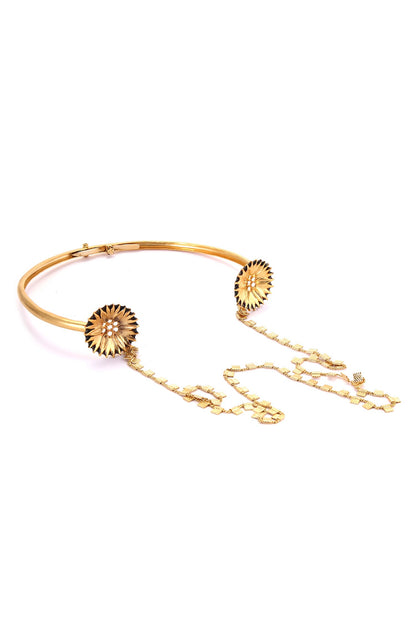 Gold Accolade Choker with Long Chain 
