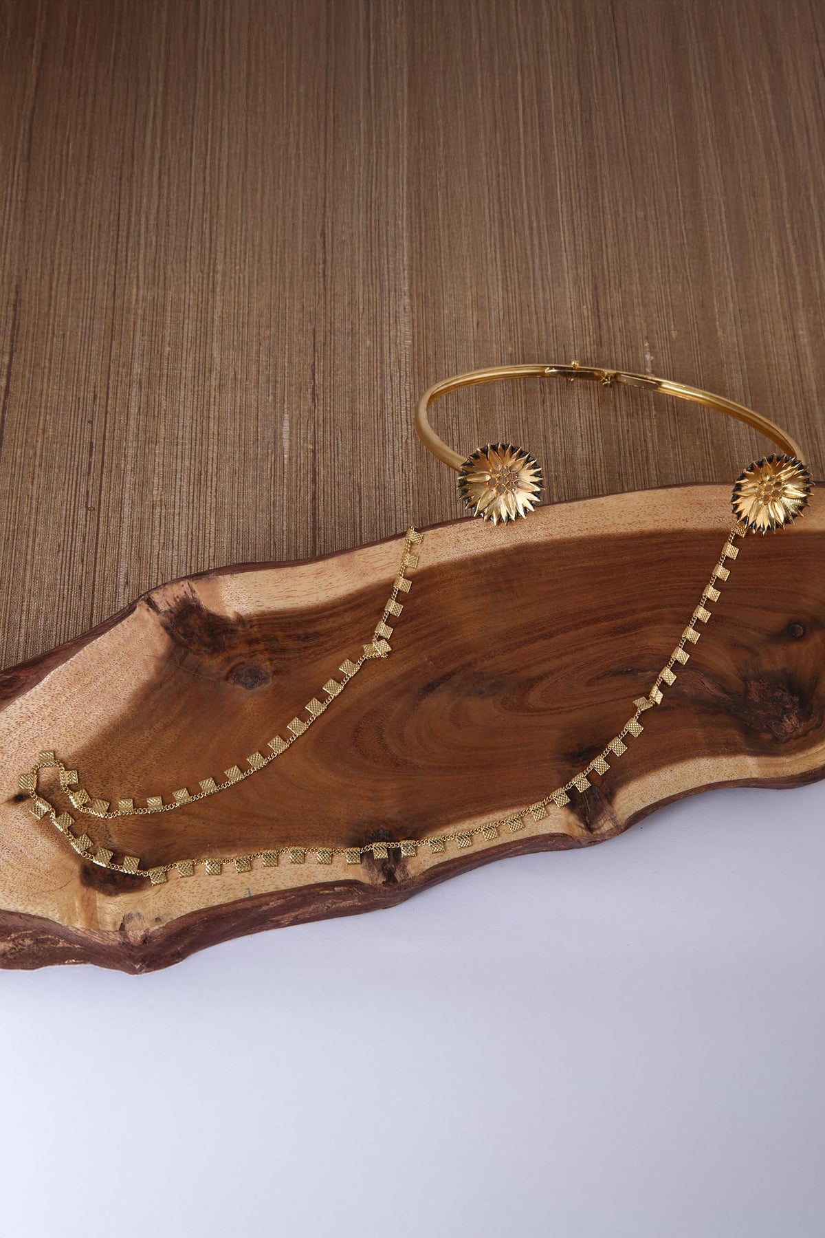 Gold Accolade Choker with Long Chain 