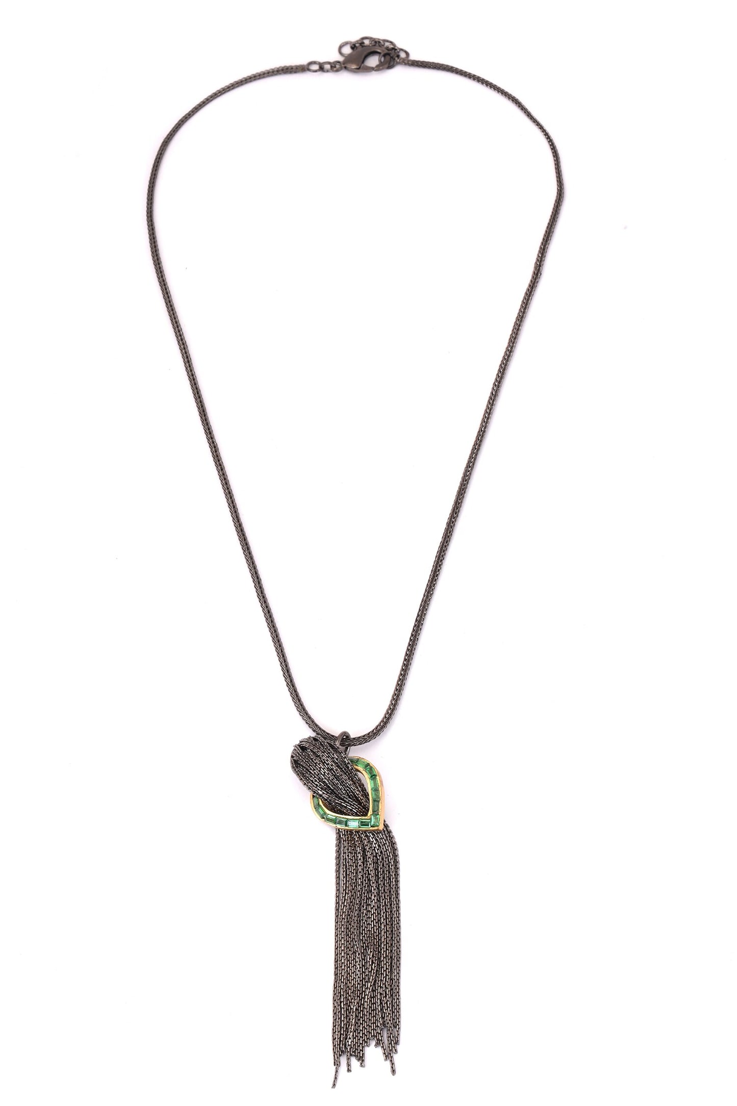 Pewter Cascade Neckpiece With Crystals 