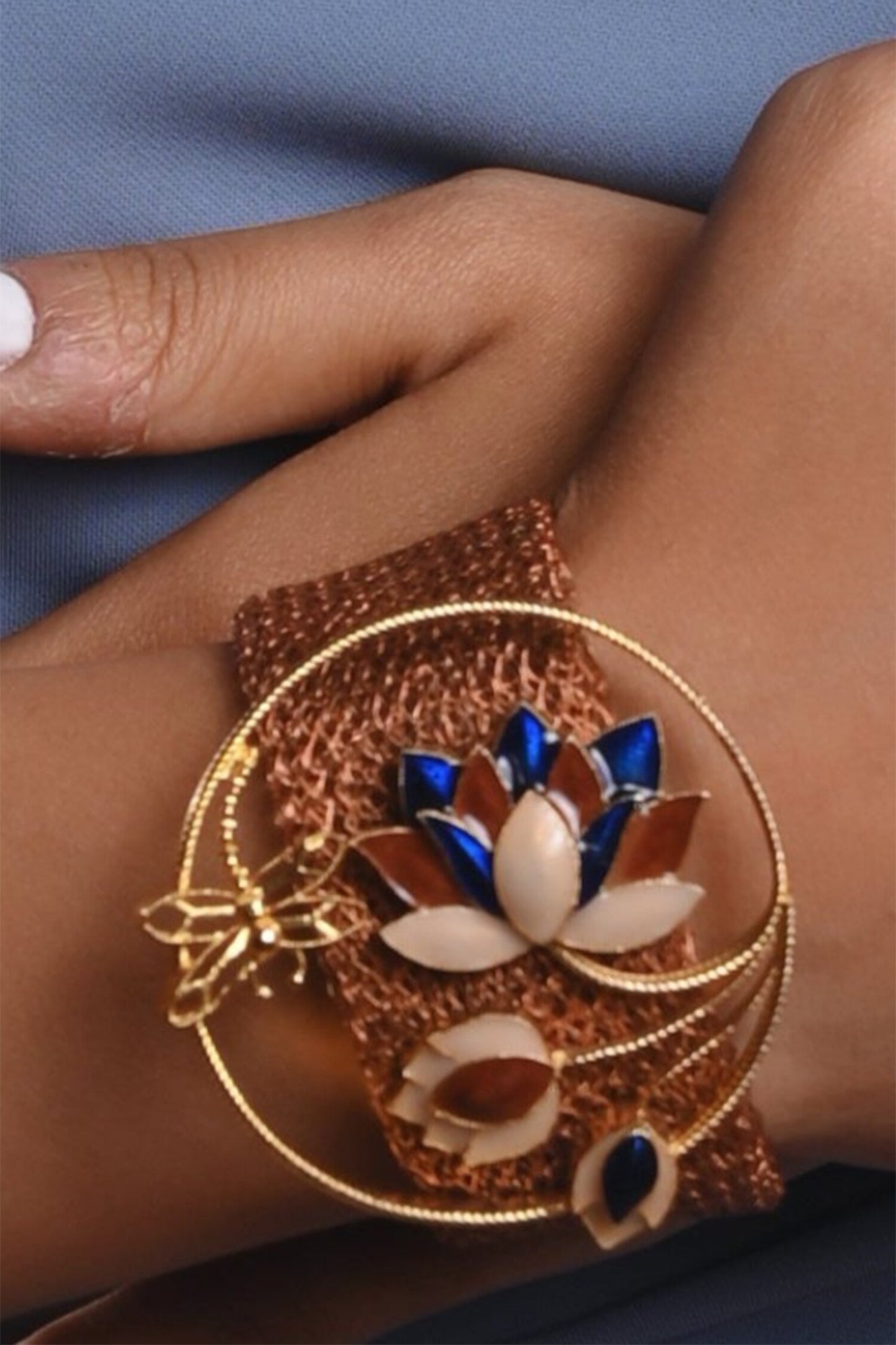 Rustic Weave Lotus Bracelet 
