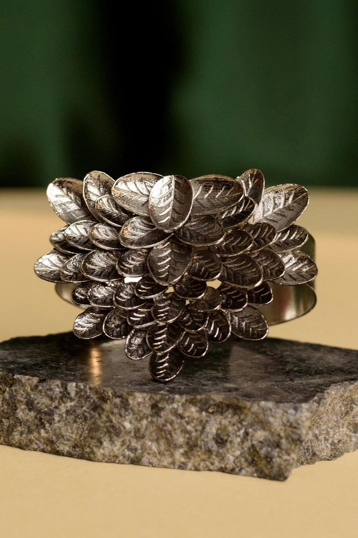 Leaf Motif Silver Bracelet 