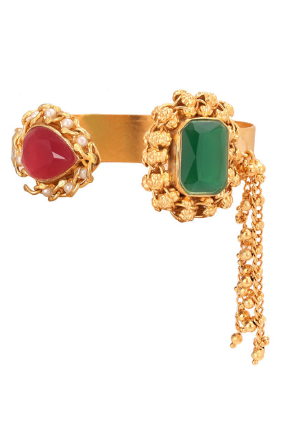 Emerald & Crimson Handcrafted Bracelet 