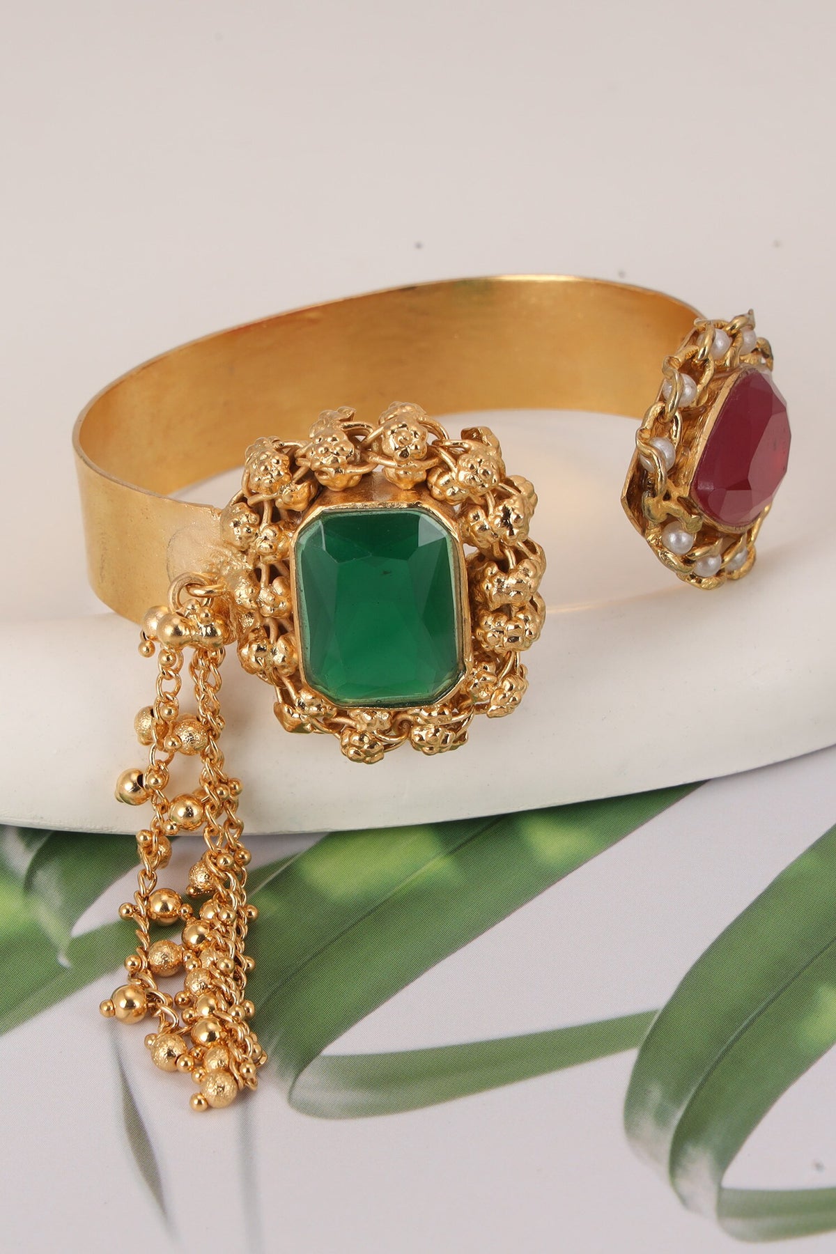Emerald & Crimson Handcrafted Bracelet 