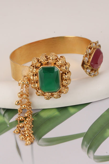 Emerald & Crimson Handcrafted Bracelet 