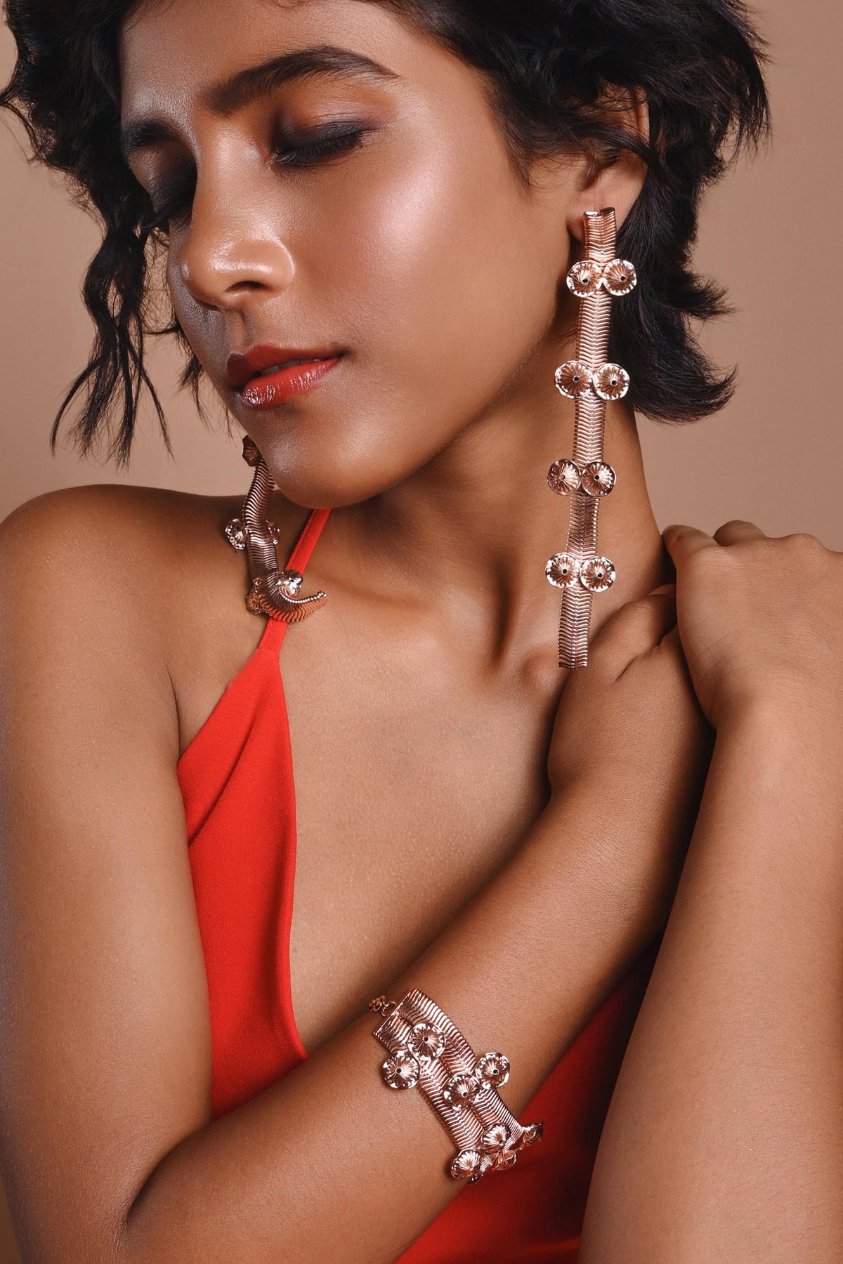 Floral Design Rose Gold Bracelet 