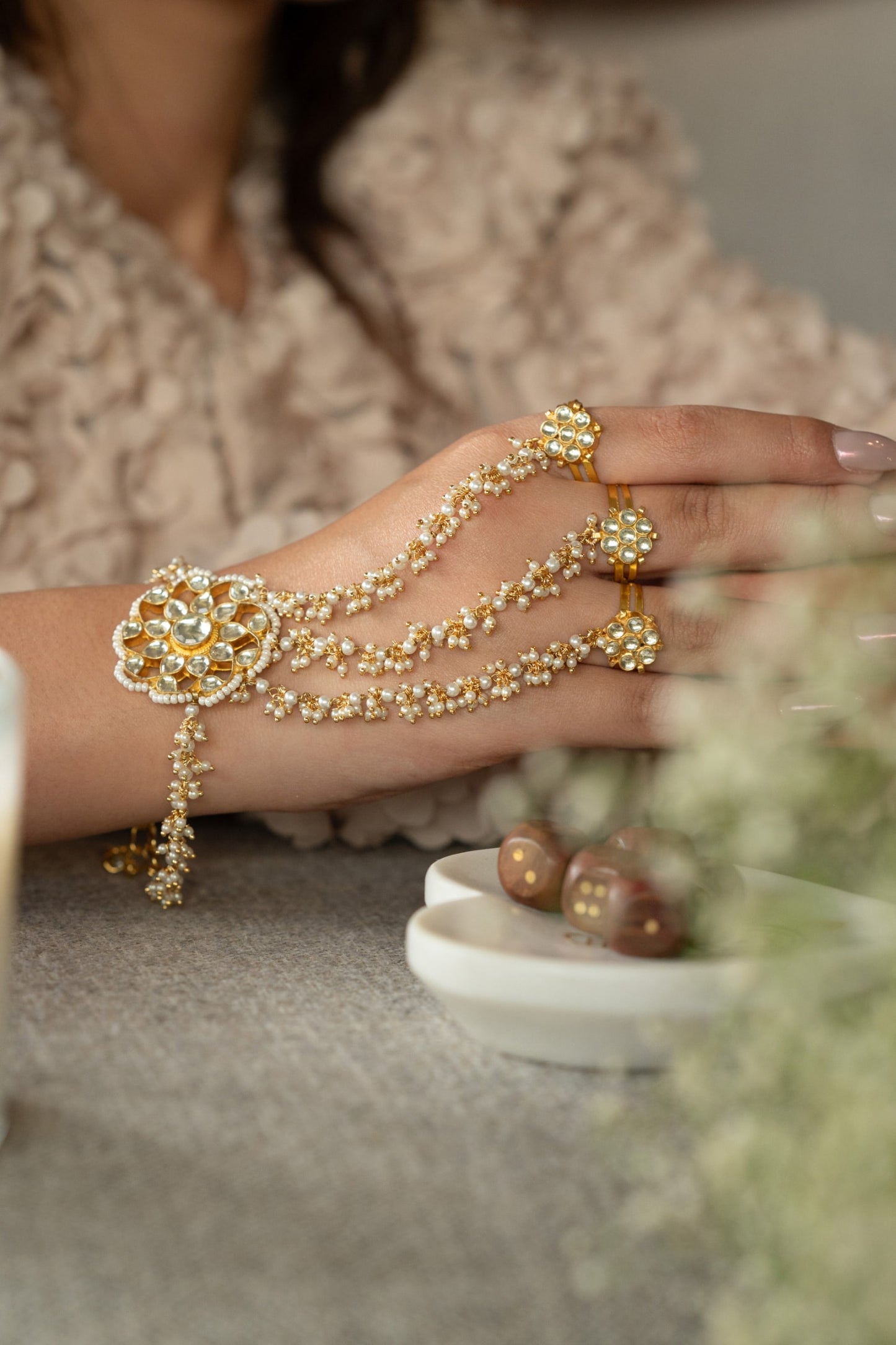 Kundan Hathphool Bracelet 