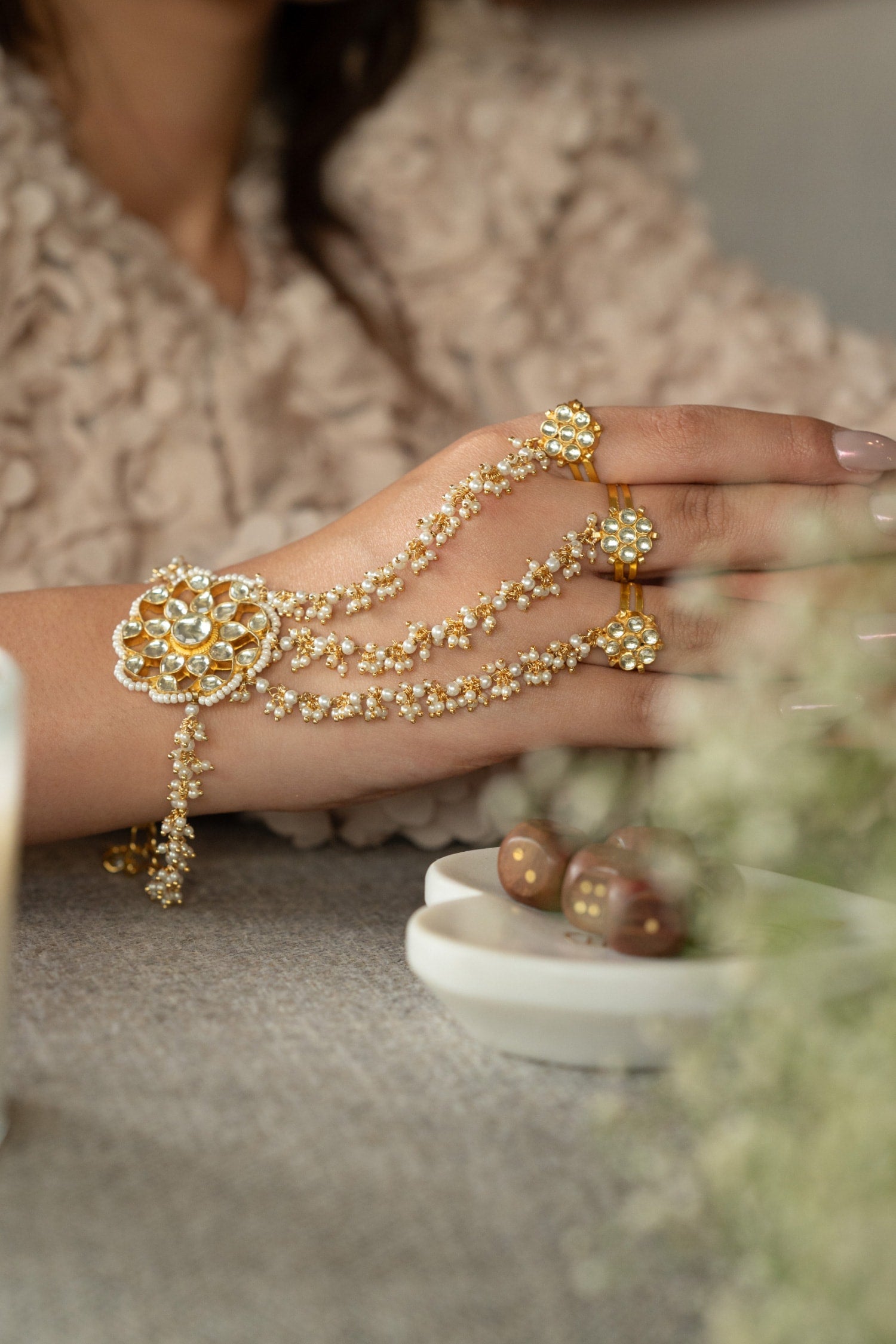 Kundan Hathphool Bracelet 