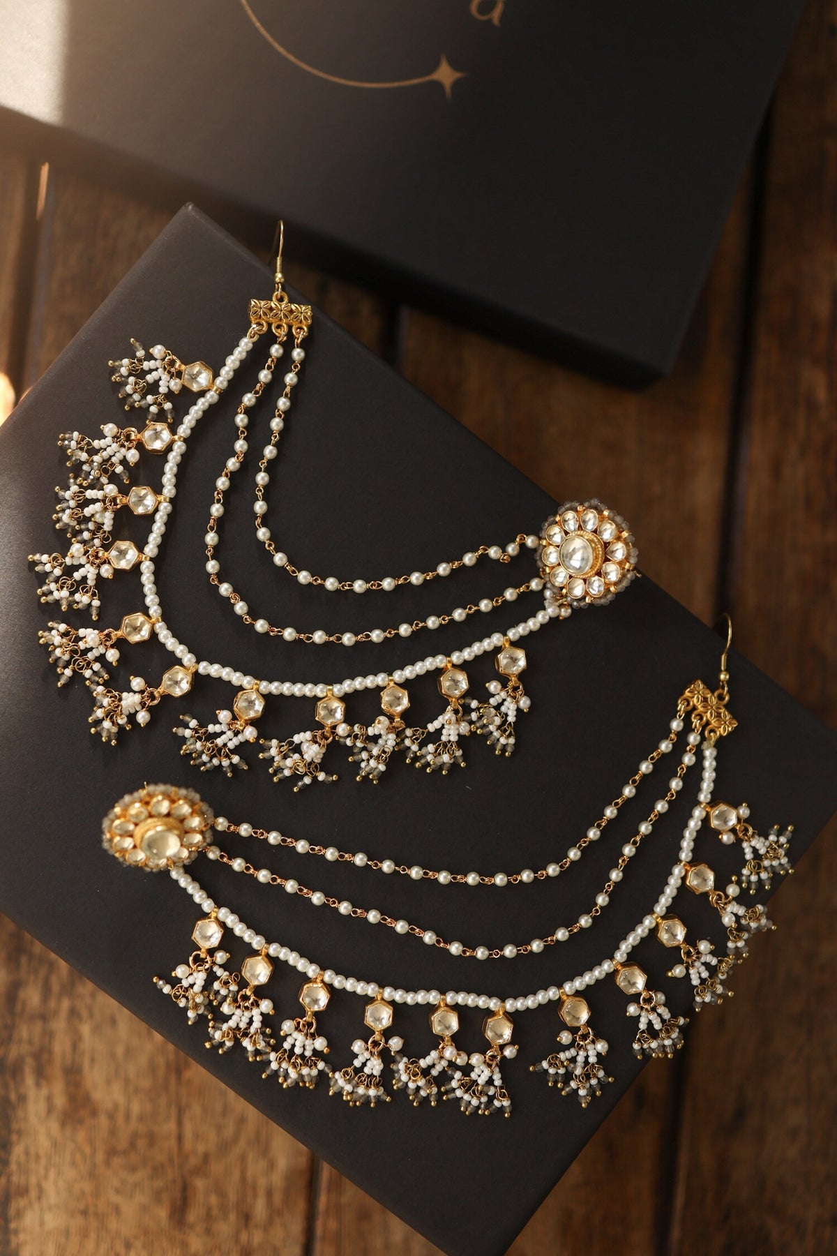 Kundan Onyx Designer Earrings 