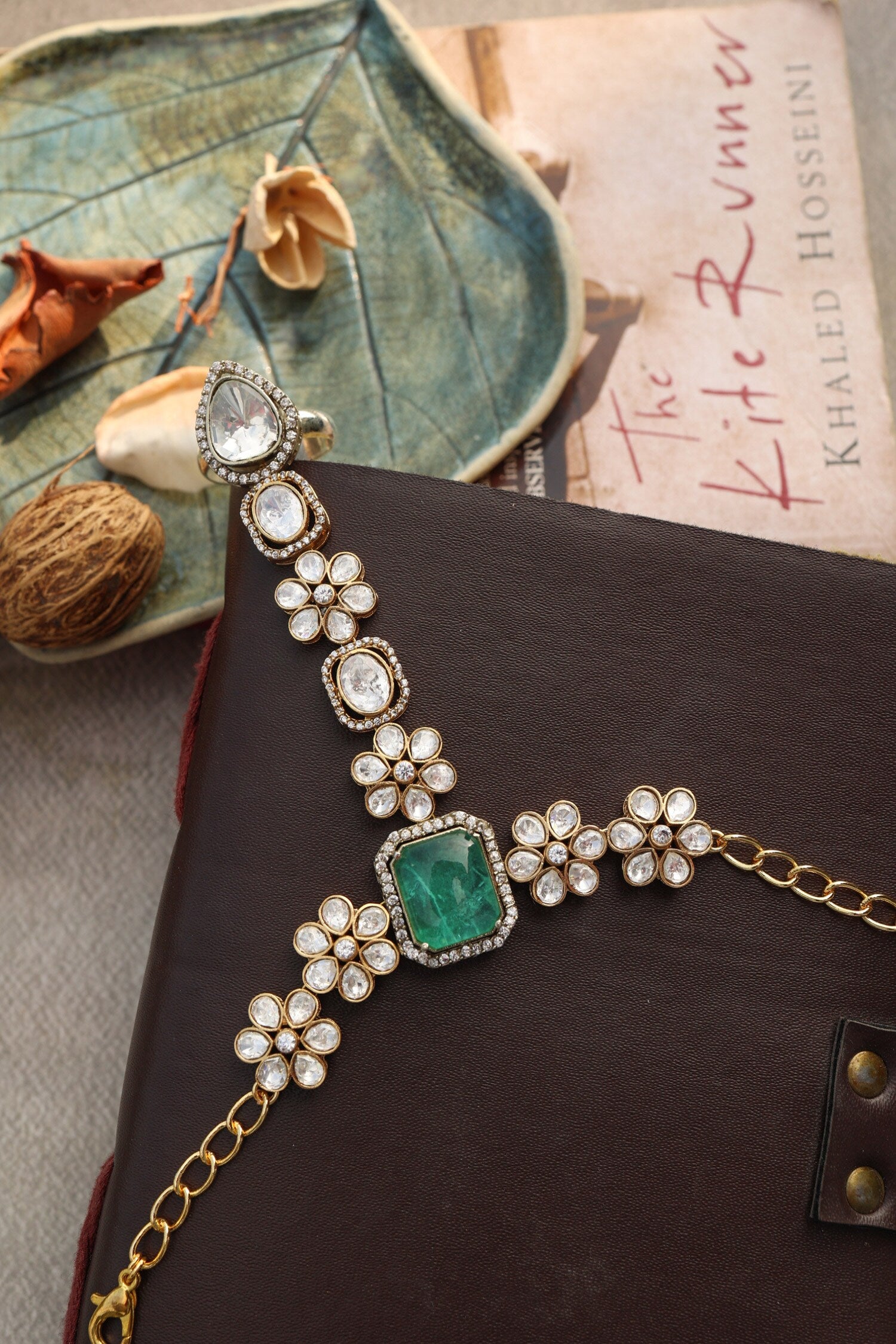 Floral Polki Hathphool Bracelet 