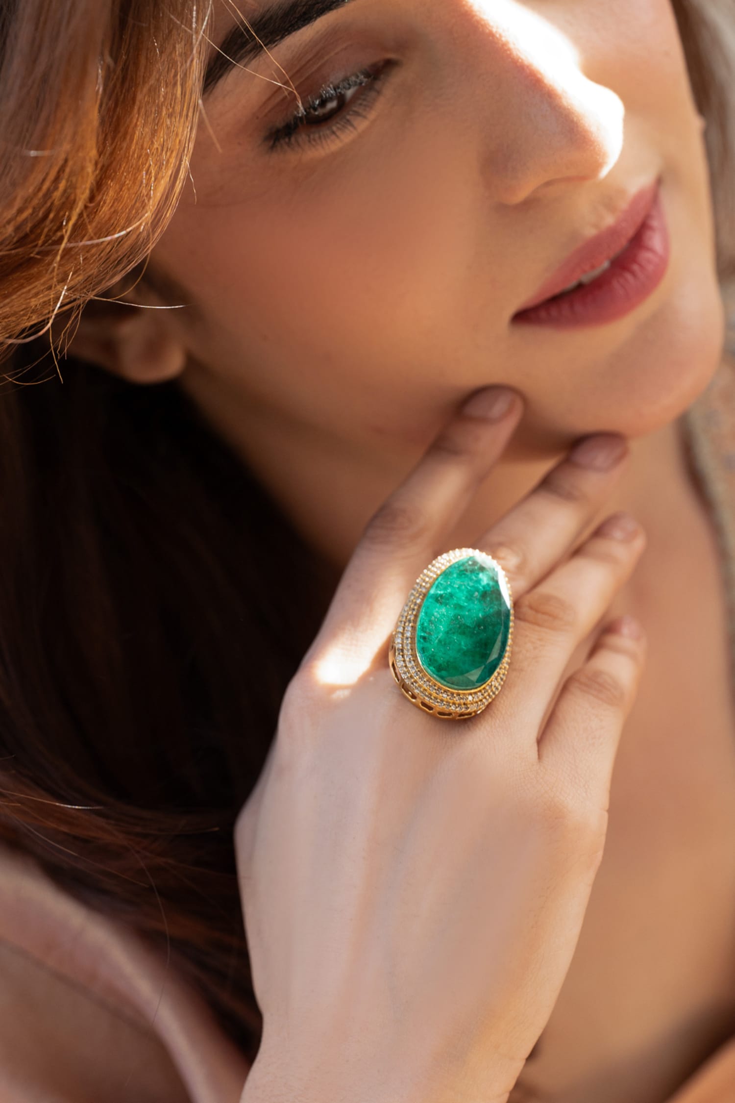 Emerald Green Doublet Stone Ring 