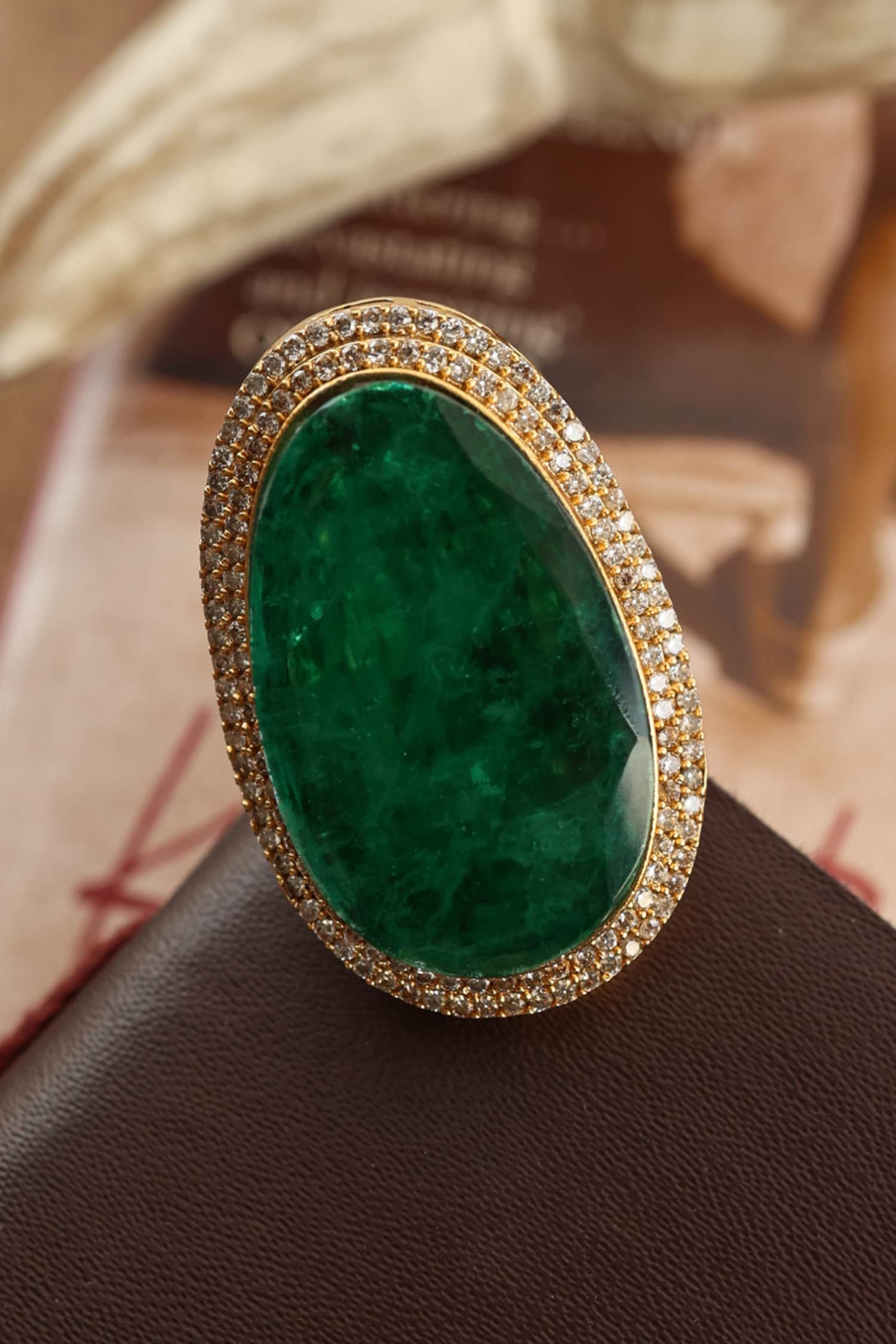 Emerald Green Doublet Stone Ring 