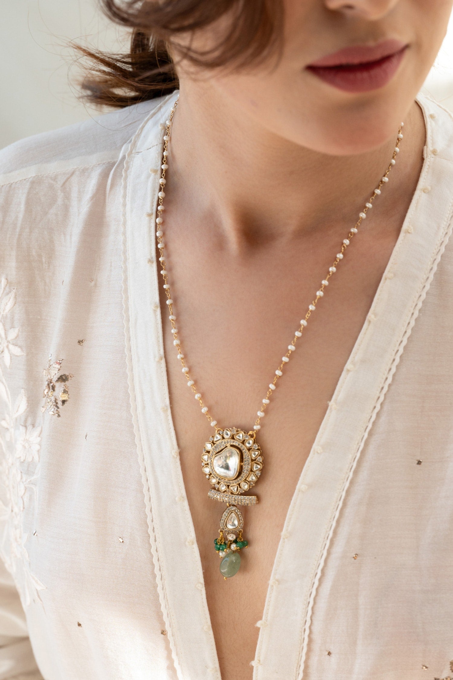 Mint Polki Pendant Necklace 