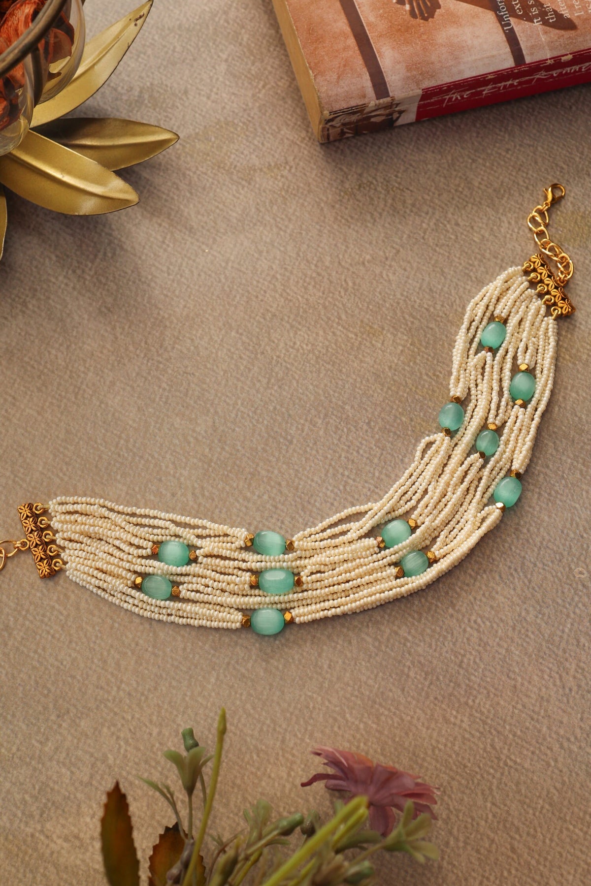 Mint Pearls Choker Necklace 