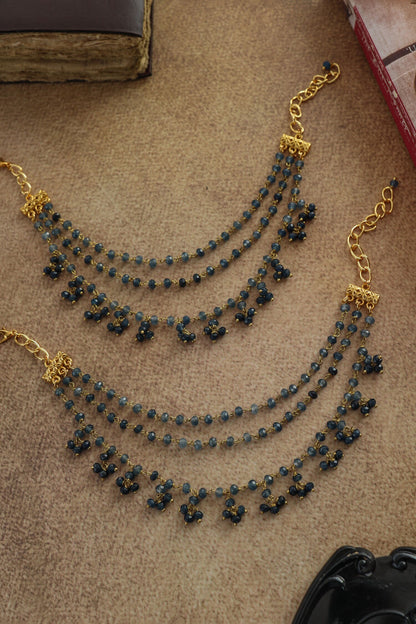 Layered Blue & Gold Anklet Set 