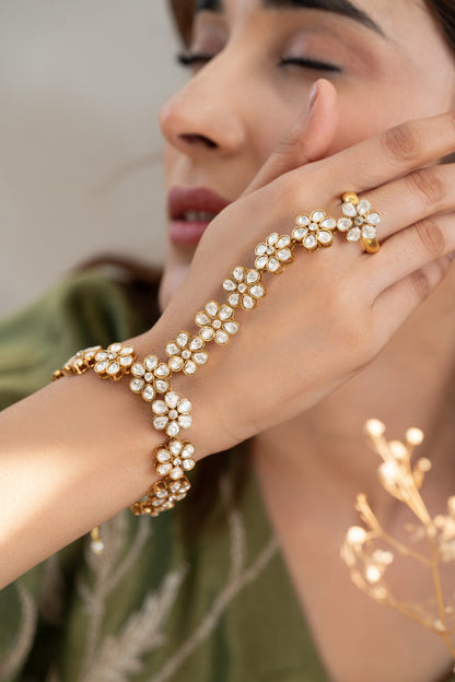 Polki Floral Hathphool Bracelet 