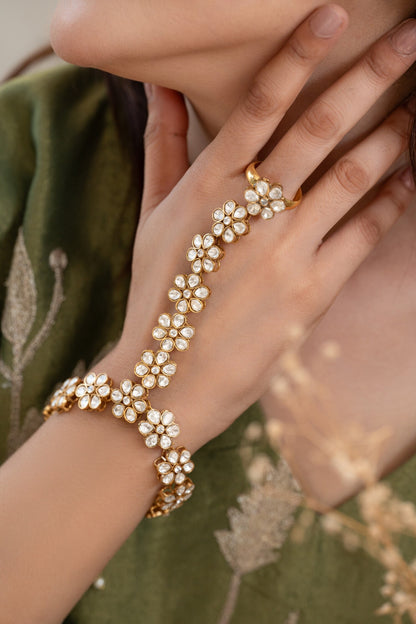 Polki Floral Hathphool Bracelet 