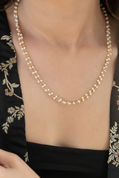 Gold Pearl Contemporary Necklace 