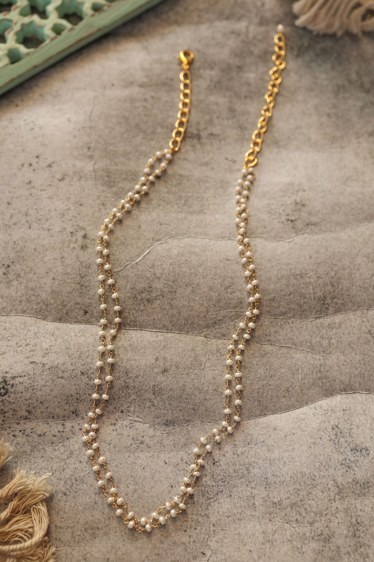 Gold Pearl Contemporary Necklace 