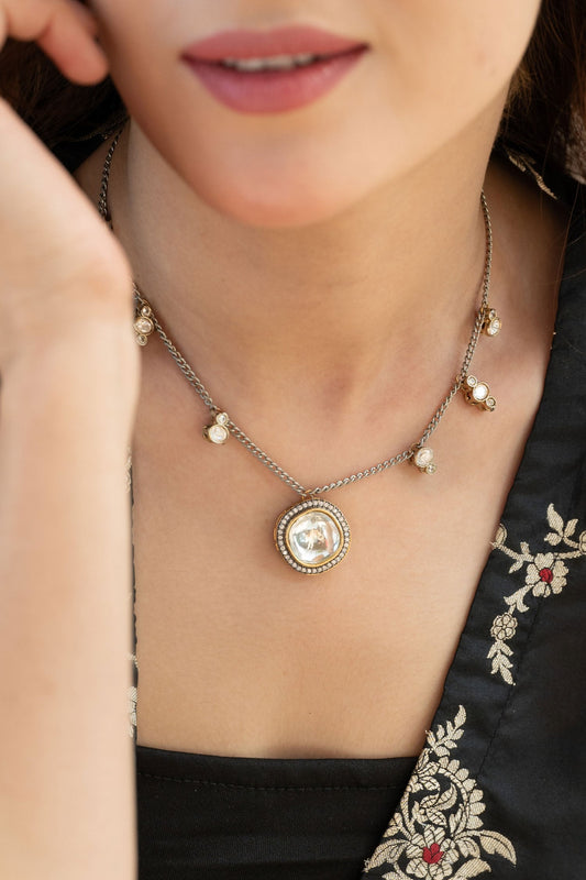 Contemporary Polki Pendant Necklace 