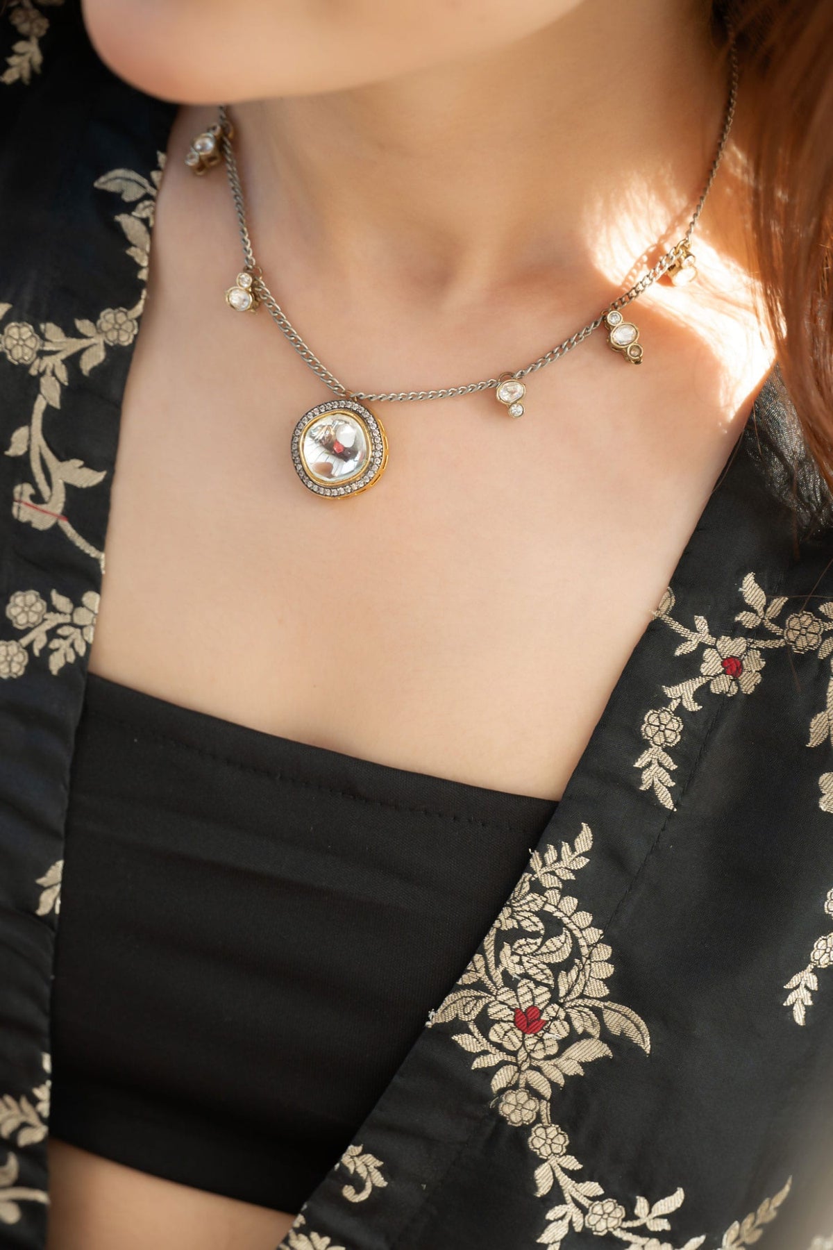 Contemporary Polki Pendant Necklace 