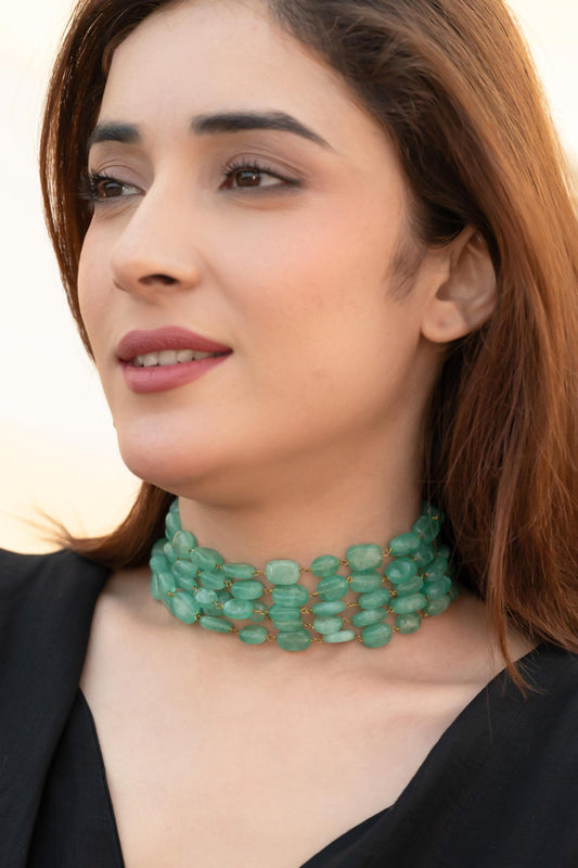 Layered Fluorite Choker Necklace 