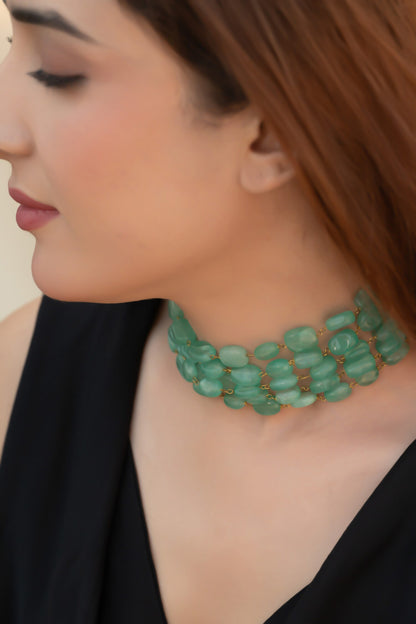 Layered Fluorite Choker Necklace 