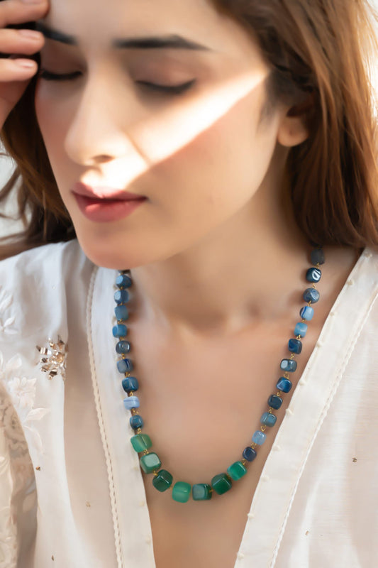 Blue & Green Contemporary Stone Necklace 