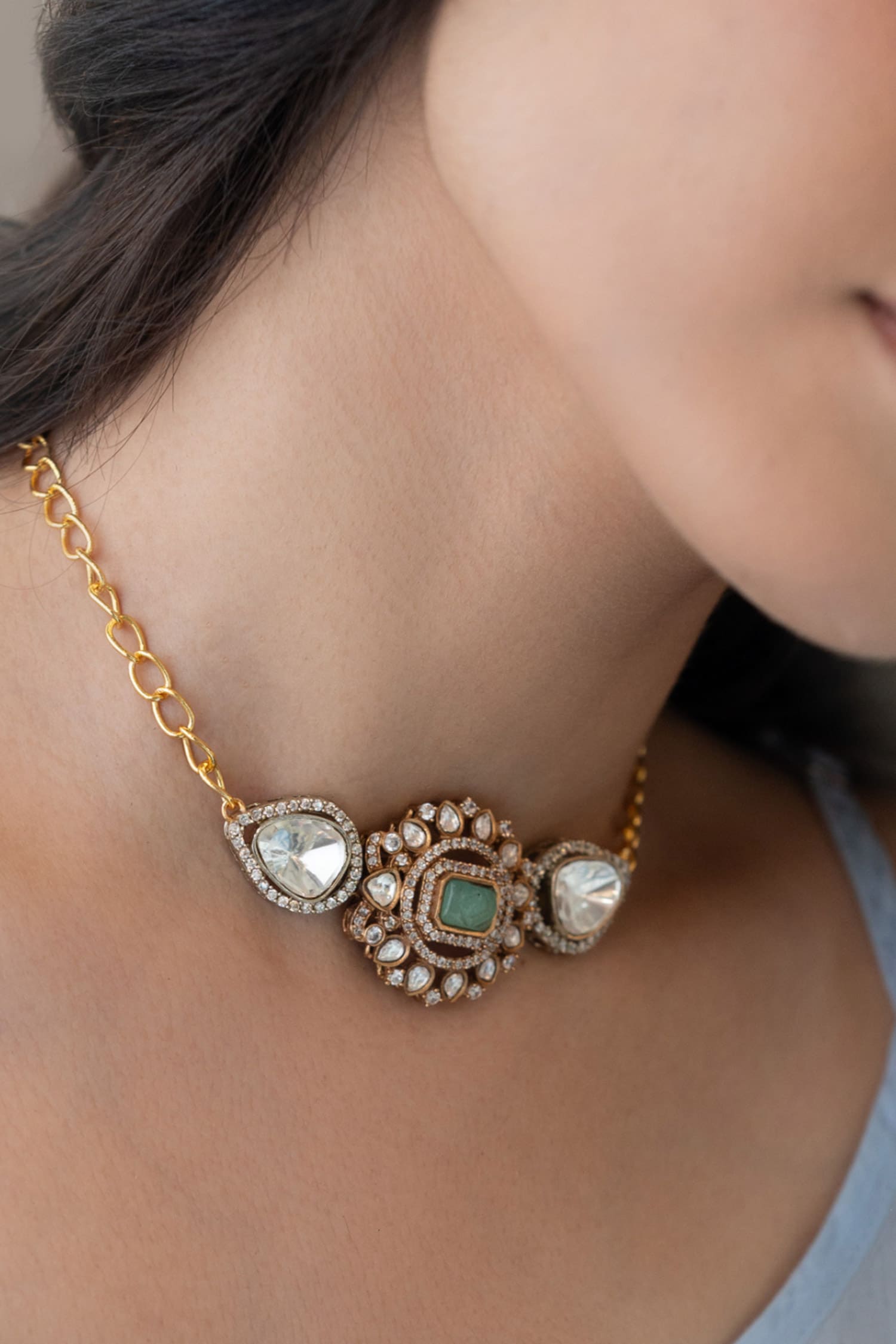Mint Polki Choker Necklace 
