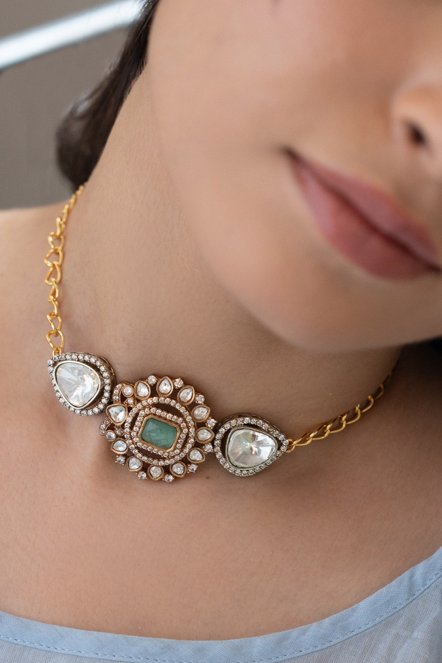 Mint Polki Choker Necklace 