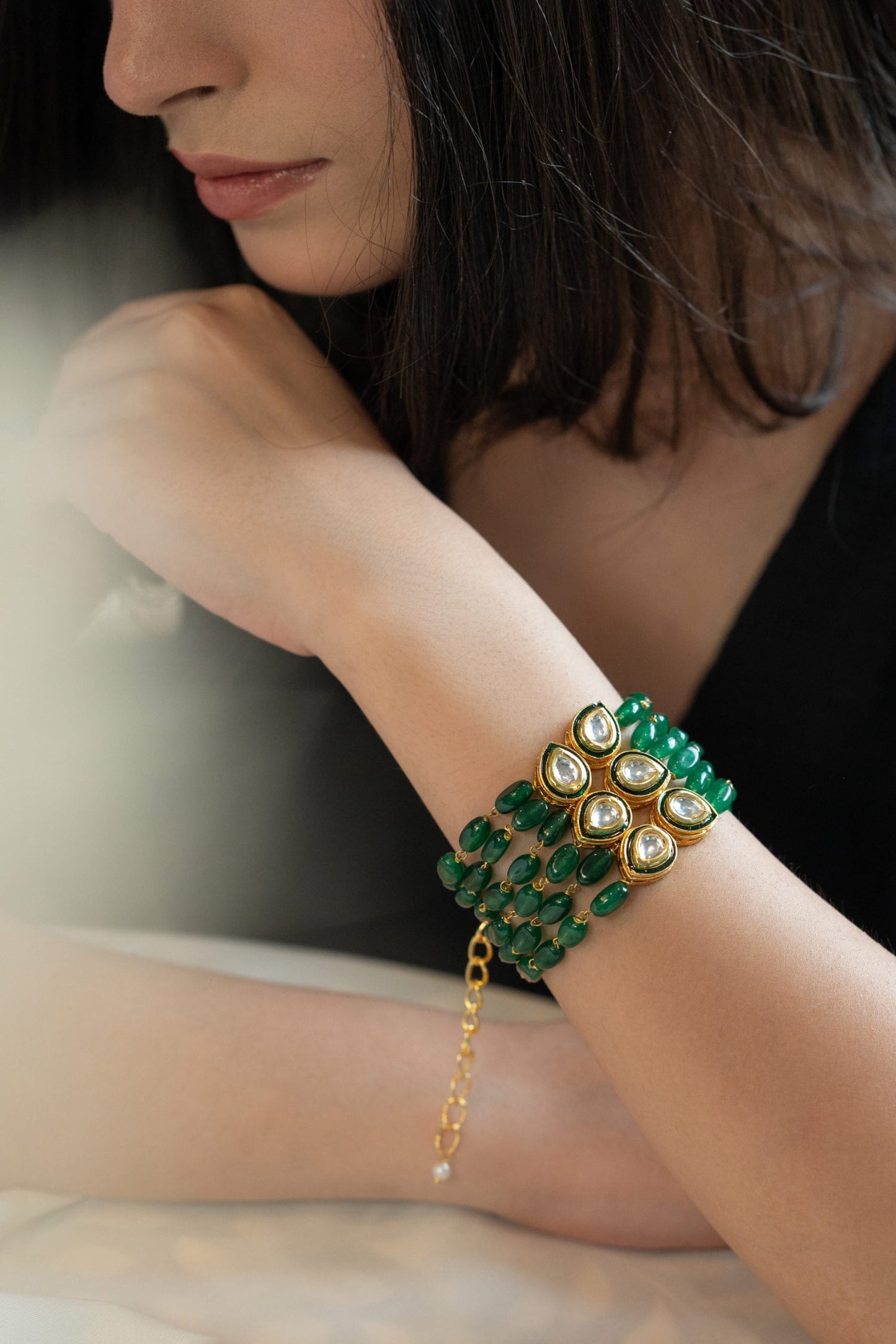 Kundan & Jade Green Bracelet 