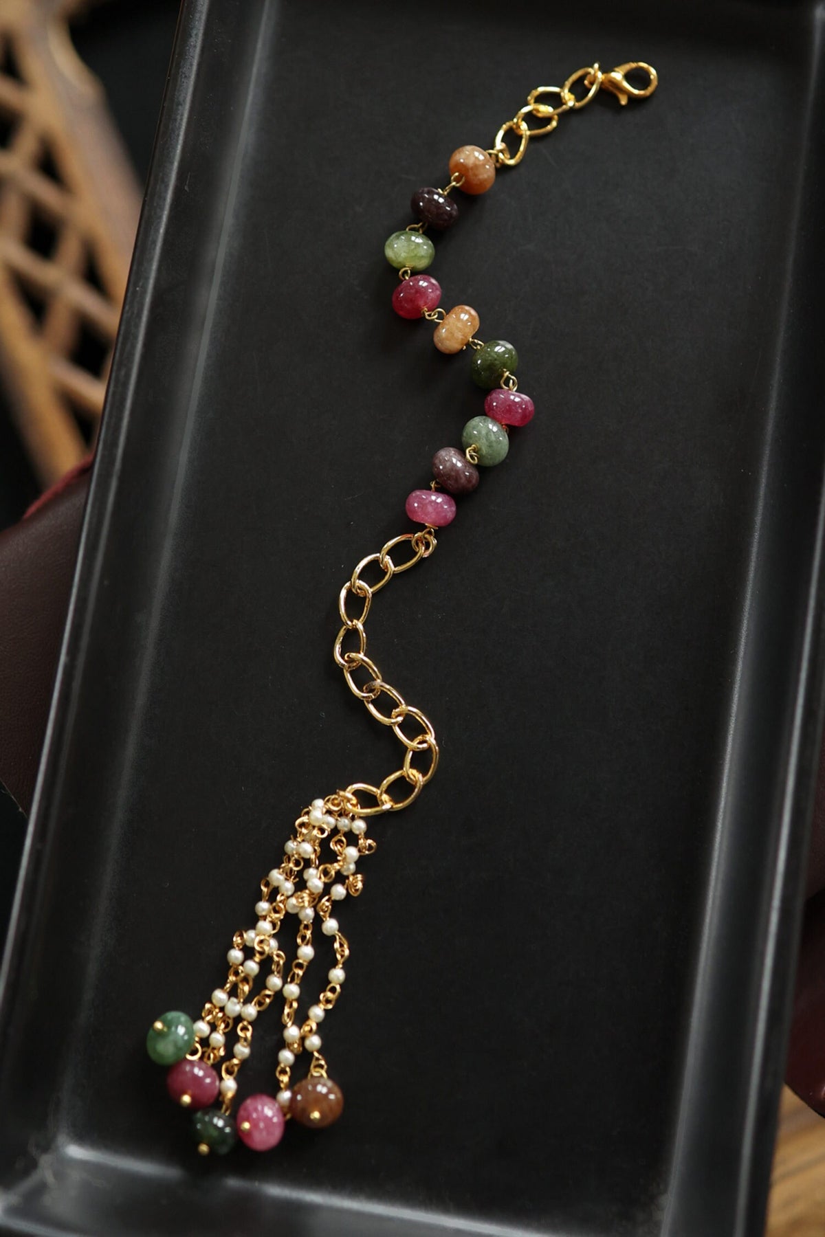 Multicolor Tourmaline Stone Bracelet 