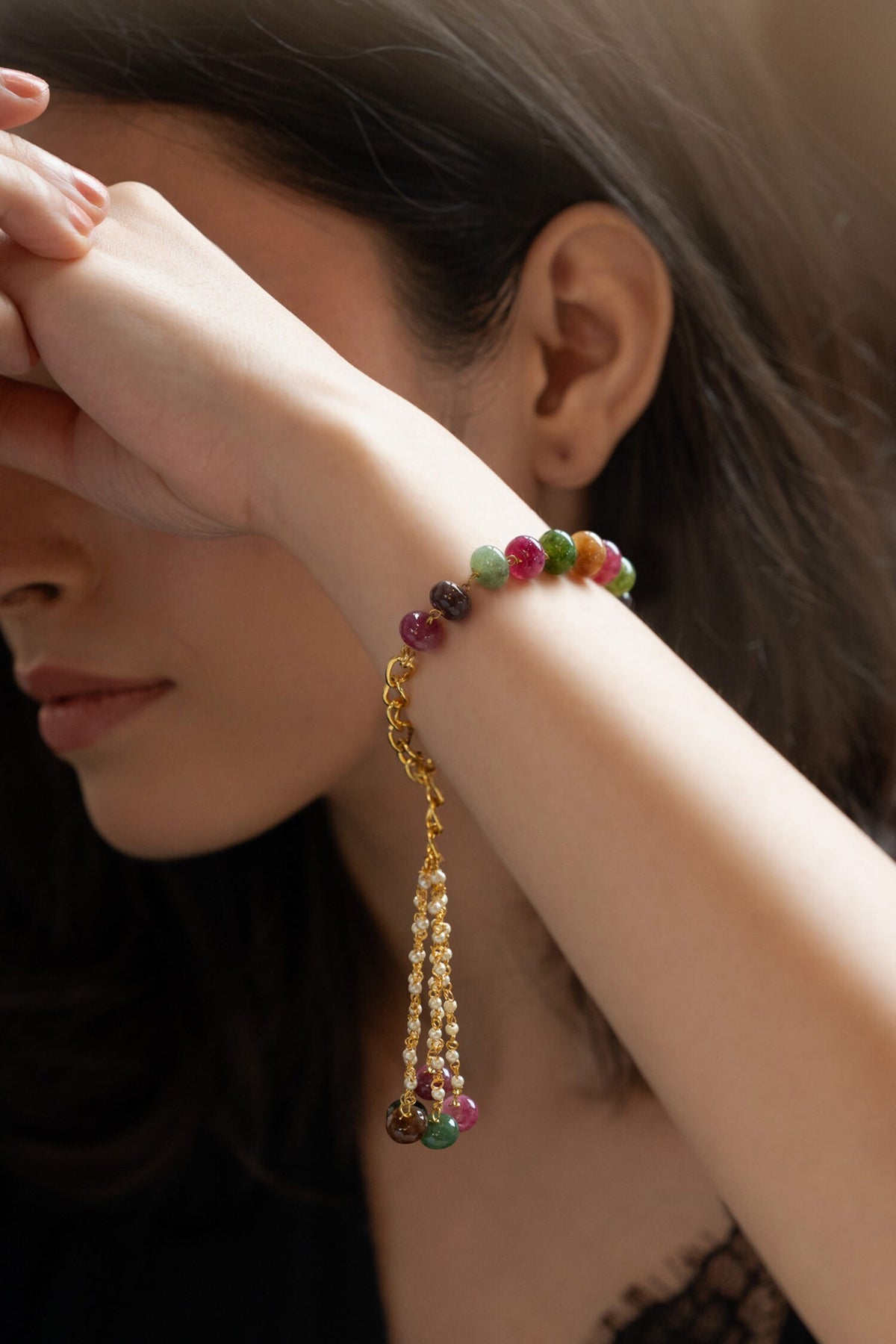 Multicolor Tourmaline Stone Bracelet 