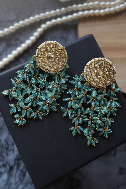 Turquoise Kundan Danglers 